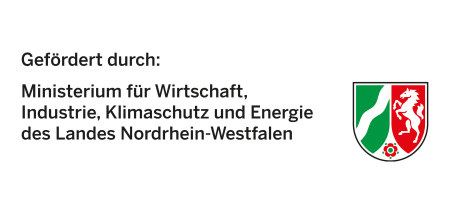 Logo: "Gefördert durch: Ministerium für Wirtschaft, Industrie, Klimaschutz und Energie des Landes Nordrhein-Westfalen".